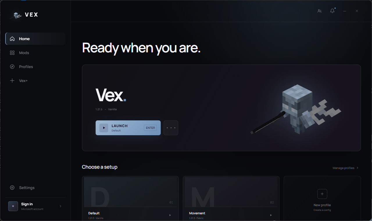 Vex launcher home screen
